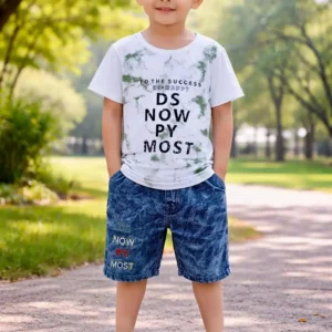 Boy Cotton Printed Shorts & Shirt Set Multicolor