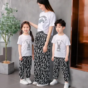 Kids Anti-Mosquito Harem Pants White Black Checkered