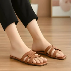Women's Mustard Buckle Strap Flat Sandals