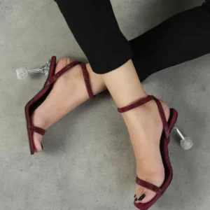 Maroon Synthetic Leather Heels for Women Formal Party Wear