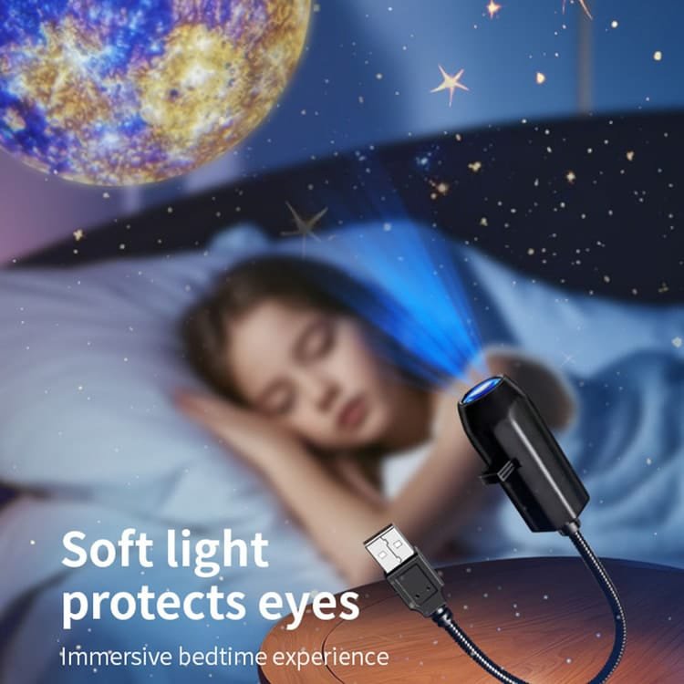 USB Ceiling Moon Earth Projection Atmosphere Light Starry Sky Lamp Night Light Romantic Bedroom Decoration Projector With 3 Lenses - Image 2