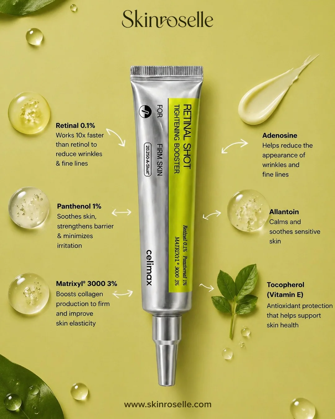 Celimax The Vita A Retinal Shot Tightening Booster – 0.1% Retinal, Matryxyl 3% | Pore Minimizer, Anti-Wrinkle, Firming Booster| 30ml - Image 4
