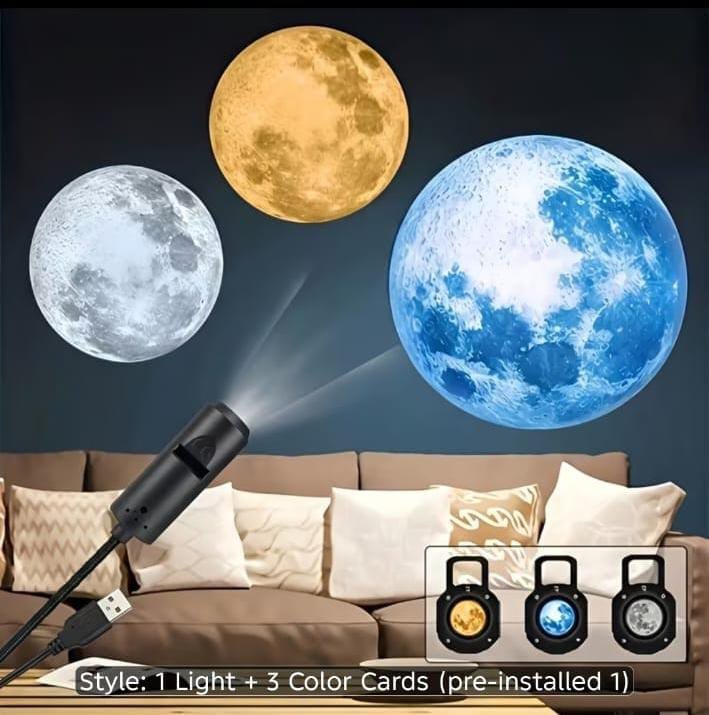 USB Ceiling Moon Earth Projection Atmosphere Light Starry Sky Lamp Night Light Romantic Bedroom Decoration Projector With 3 Lenses - Image 3